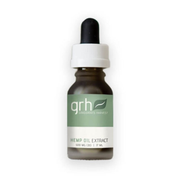 Hemp Oil Extract Tincture in a glass bottle, 500mg/17ml
