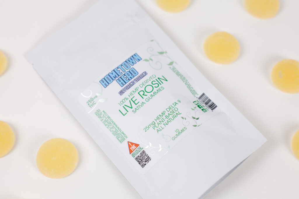 Hometown Hero live rosin gummies 25mg delta 9 thc