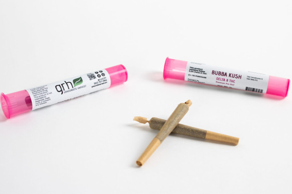 delta 8 thc pre roll flower hemp grassroots harvest bubba kush flower cbg flower